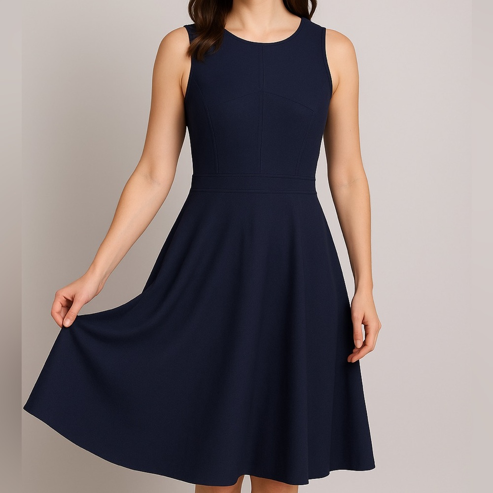 🆕 ✨ Tommy Hilfiger Dark Navy Midi Dress Classic Elegant A-Line Size 6